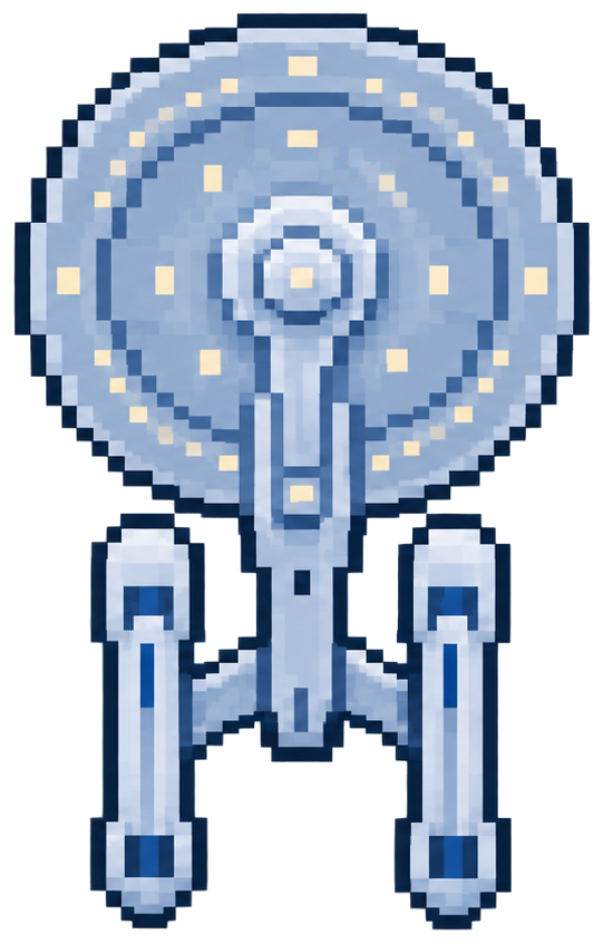 Pixel-Raumschiff als Motiv für Enterprise